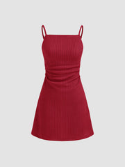 Square Neck Lace Up Mini Dress
