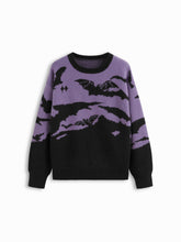 Knit Round Neckline Bat Graphic Long Sleeve Top