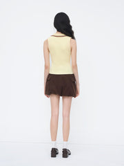 Knit Collar Contrasting Binding Tank Top