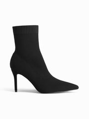 POINTED TOE KNITTED STILETTO ANKLE BOOTS