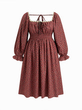 100% Cotton Square Neck Ditsy Floral Shirred Drawstring Maxi Dress Curve & Plus