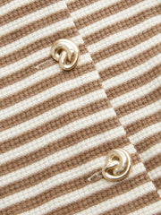 100% Cotton Square Neck Stripe Split Top & Wide Leg Shorts Set