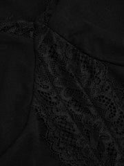 Cotton-blend Sweetheart Neck Lace Long Sleeve Top