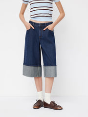 Cider Denim Low Rise Roll Hem Capri Jeans