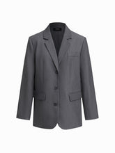 Notch Collar Button Oversized Long Sleeve Blazer