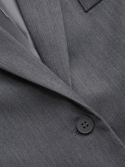 Notch Collar Button Oversized Long Sleeve Blazer