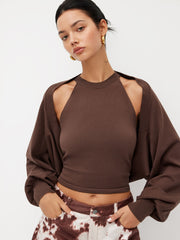 Knit Stand Collar Tank Top With Shrug