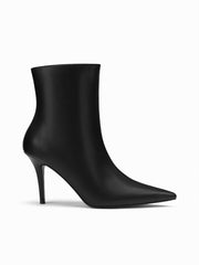 POINTED TOE FAUX LEATHER ANKLE BOOTS