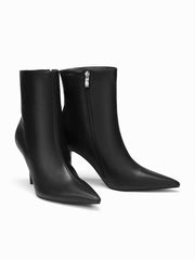 POINTED TOE FAUX LEATHER ANKLE BOOTS