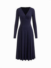 V-neck Long Sleeve Wrap Tie Back Maxi Dress
