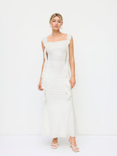 Cowl Neck Solid Ruffle Hem Maxi Dress