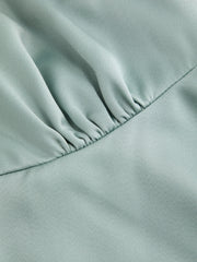 Satin U-neckline Lace Trim Knotted Maxi Dress