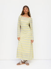 U-neckline Stripe Maxi Dress