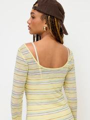 U-neckline Stripe Maxi Dress