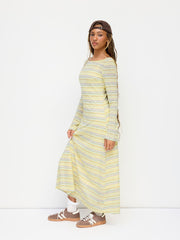 U-neckline Stripe Maxi Dress
