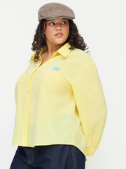 Collar Hedgehog Embroidery Oversized Shirt Curve & Plus