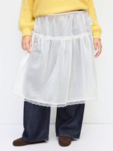 Mid Rise Lace Trim Knotted Tiered See-through Midi Skirt Curve & Plus