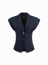 V-neck Stripe Metal Detail Oversized Blazer Vest