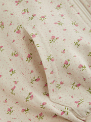 Cotton-blend Floral Zip Through Lounge Hoodie
