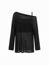 Knit Boat Neck Oversized Long Sleeve Top with Solid Cami Top
