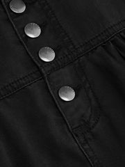 Denim High Rise Solid Tiered Button Pocket Maxi Skirt