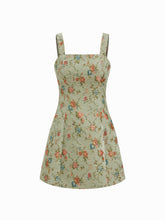 Floral Square Neck Tie Back A-line Mini Cami Dress