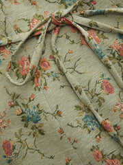 Floral Square Neck Tie Back A-line Mini Cami Dress