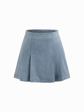 Suede Mid Rise Pleated Mini Skirt