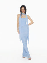 Mesh Halter Neckline Crop Bandeau Top & High Rise Ruched Mermaid Maxi Skirt Set