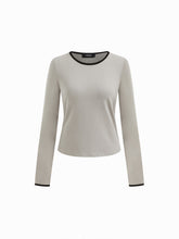 Cotton-blend Round Neckline Contrasting Binding Oversized Tee