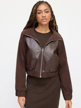 Collar Zip Through Faux Leather Jacket
