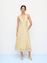 Lace Halter V-neck Floral Maxi Dress