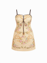 Cotton-blend Floral Lace Up Cami Mini Dress Curve & Plus
