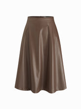 Faux Leather Mid Rise Midi Skirt