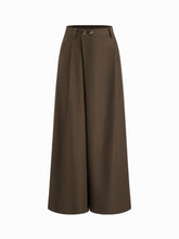 Mid Rise Asymmetrical Button Pleated Wide Leg Trousers