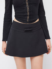 Mid Rise Bowknot A-line Mini Skirt
