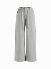 100% Cotton Low Rise Drawstring Pocket Straight Leg Sweatpants