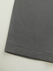 Boat Neck Mid-length Ruched Asymmetrical Hem Sleeve Tee