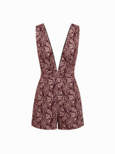 V-neck Jacquard Floral Micro Romper
