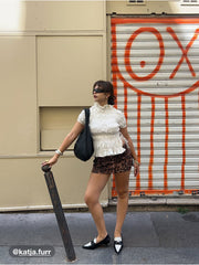 Low Rise Leopard Split Mini Skirt