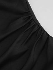 Satin Boat Neck Ruched Maxi Dress