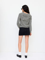 Cotton-blend Stripe Long Sleeve Zip Through Hoodie