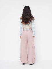 100% Cotton Mid Rise Multi-pocket Straight Leg Cargo Trousers