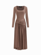 Square Neck Ruched Draped Maxi Dress