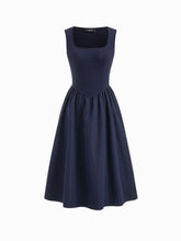 Jersey Square Neck Solid Patched Maxi Dress