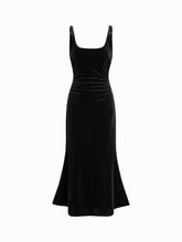 Velvet Scoop Neckline Ruched Maxi Dress