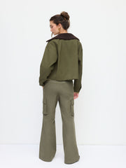 Collar Zip Through Cotton-blend Barn Jacket