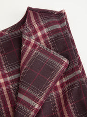 Plaid Asymmetrical Neck Ruched Tie Back Mini Dress
