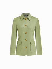 Suede Collar Button Up Pocket Jacket