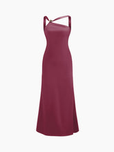 Satin Backless Buckle Bowknot Maxi Dress